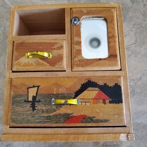 Vintage hand painted doll furniture armoire Japan